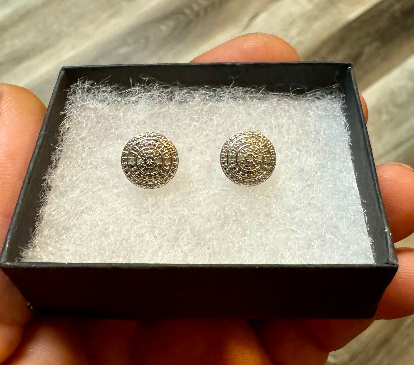 Silver 9mm Natural Diamond Earrings