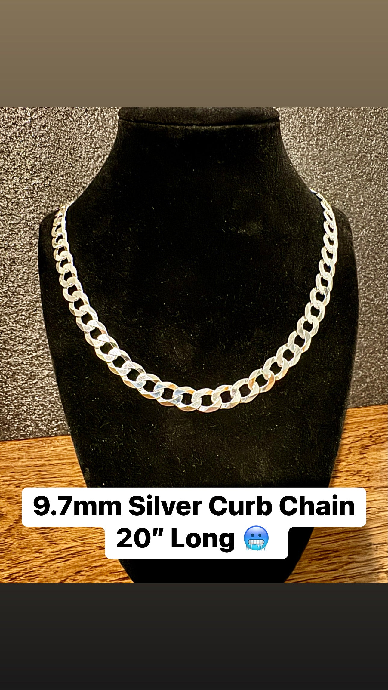 Silver 9.7mm Curb Chain