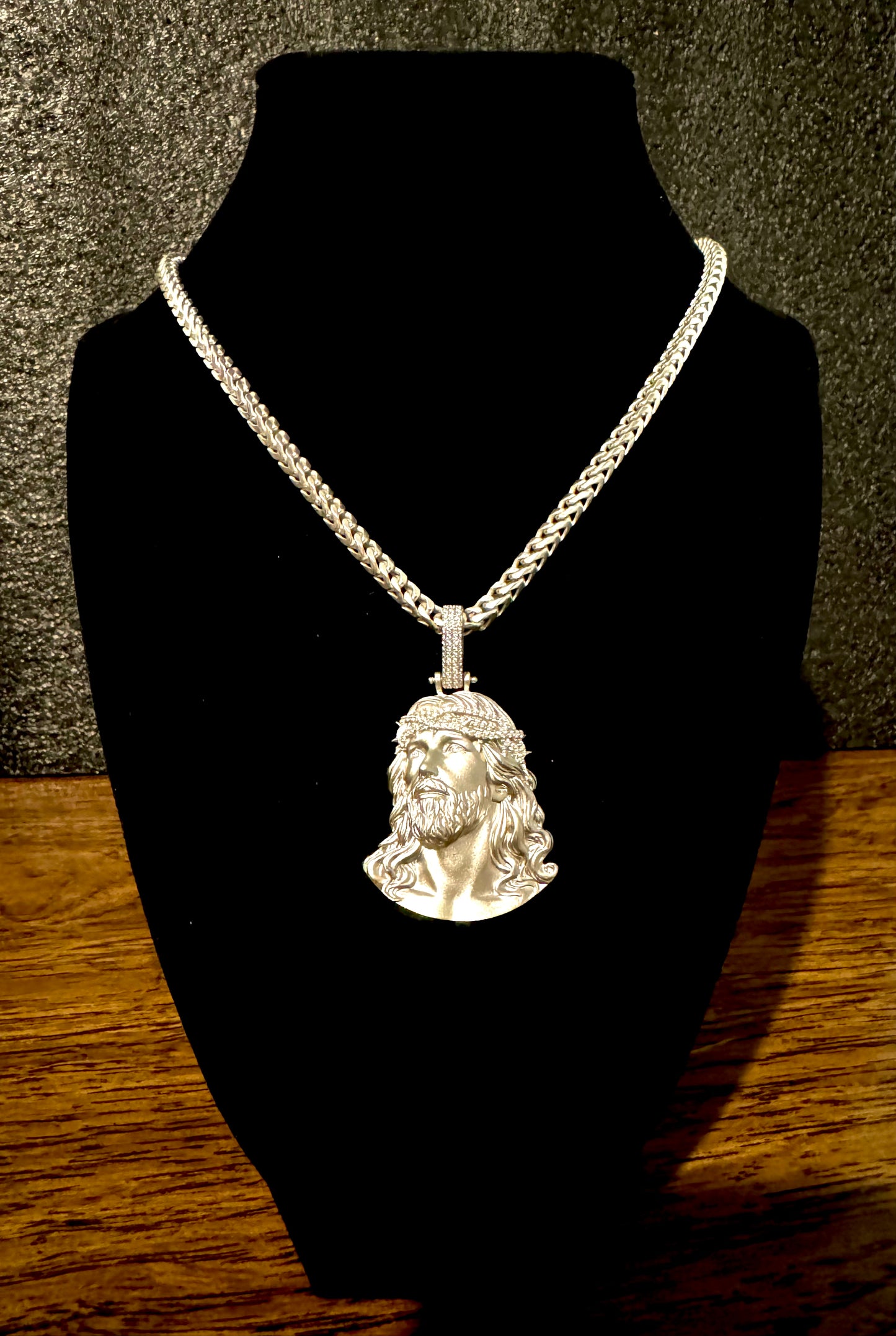 Jesus Pendant with Moissanite stones