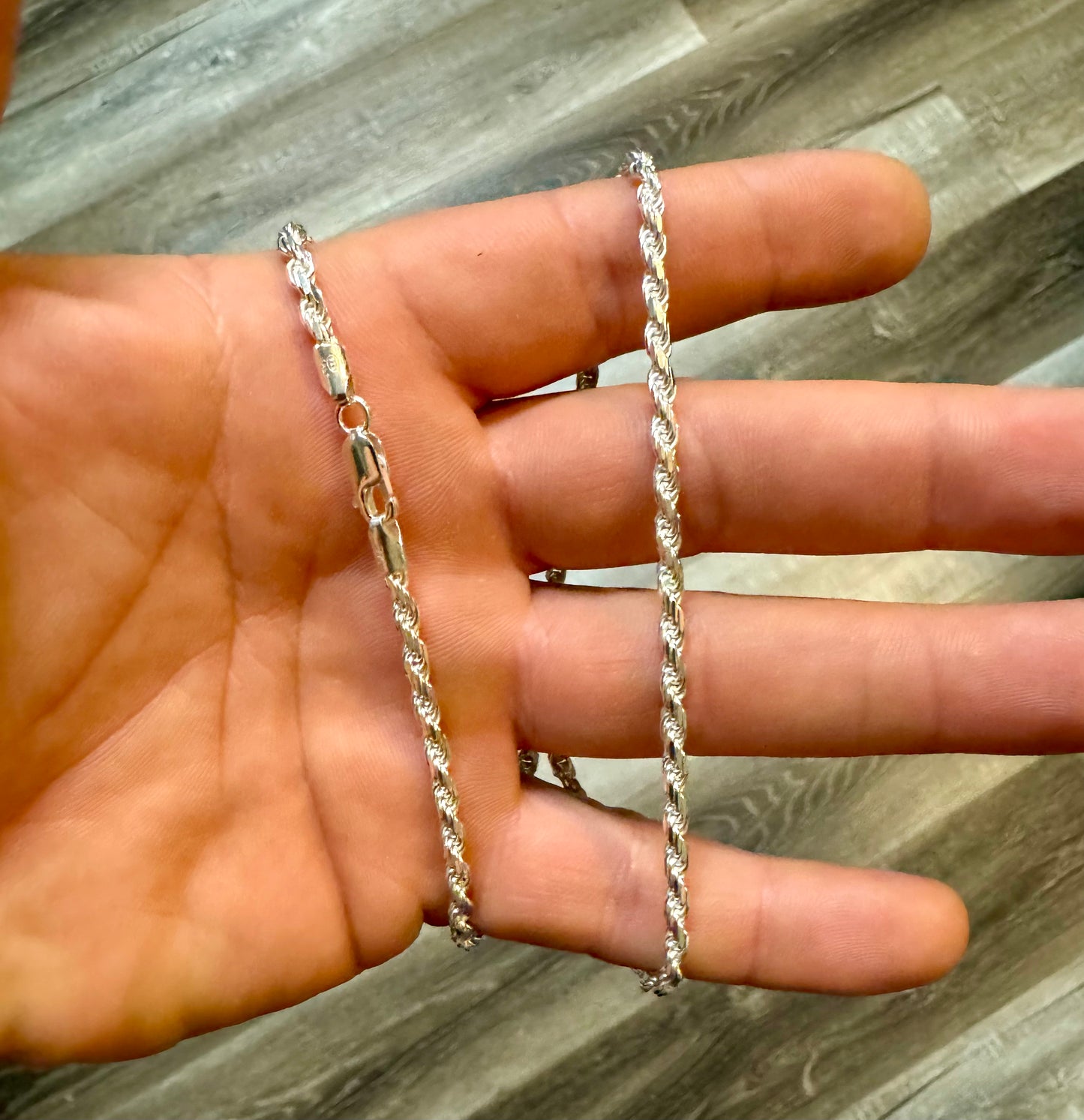 .925 Silver 3.4mm Rope Chain