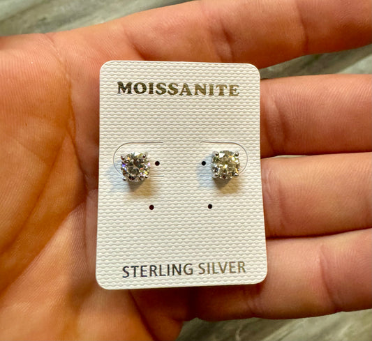 Sterling Silver 6mm Moissanite Earrings